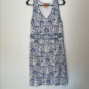 Tory Burch Blue and White Floral Midi Dress